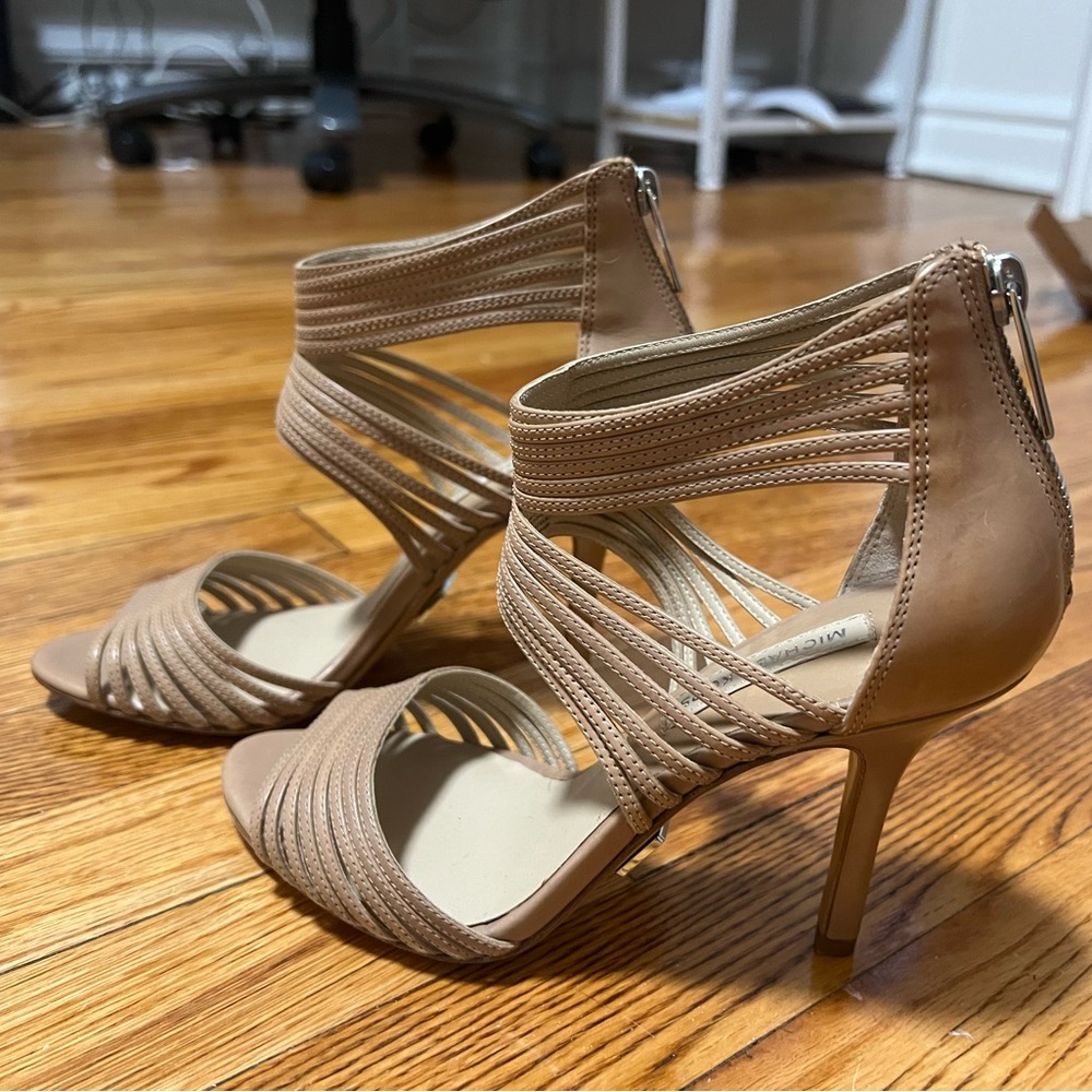 Michael Kors Heeled Caged Sandal Booties - Nude Beige